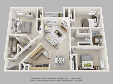 Floor plan for 3 beds, 2 baths, 1320 sqft